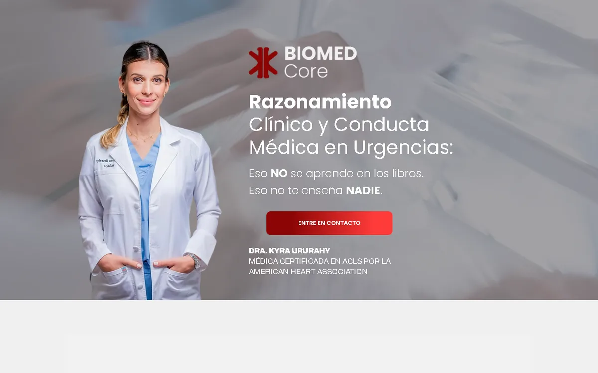 Landing page Biomed Core — seção hero