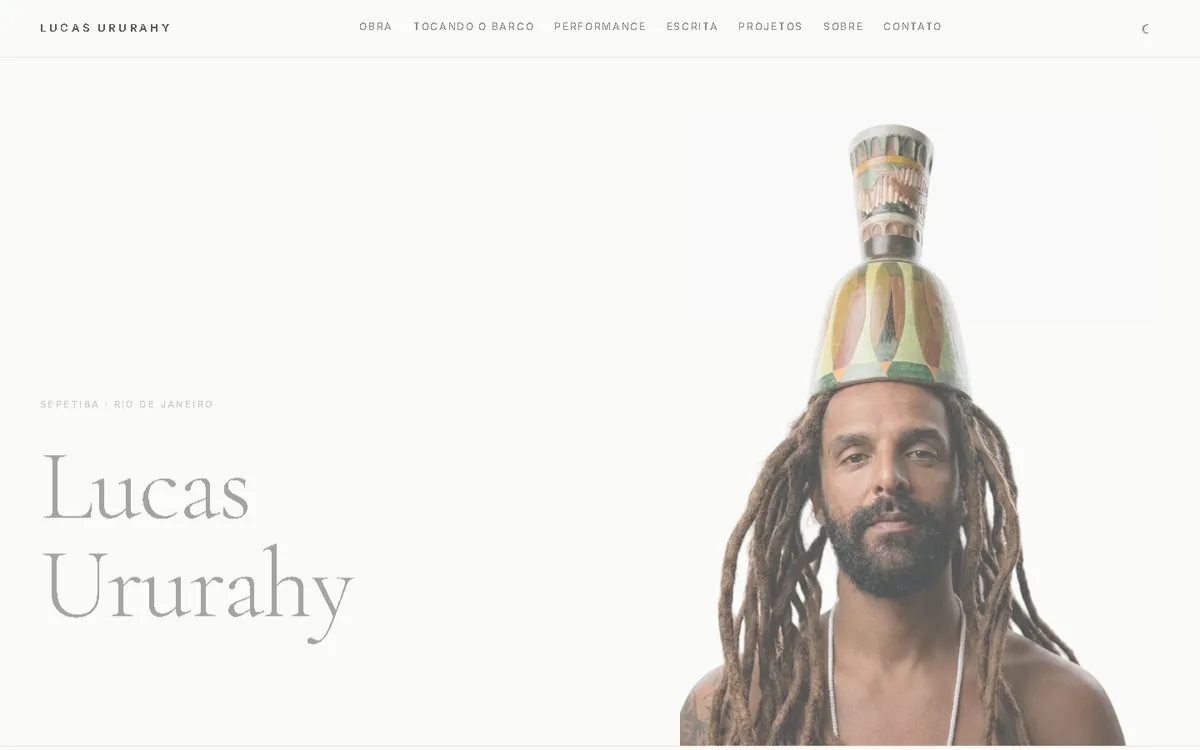 Site Lucas Ururahy — portfólio de artista, seção hero
